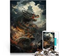 Puzzles pour Adolescents 1000 pièces Temple Japonais du Dragon Séjour Anti-Stress pour Tuer Le Temps Une œuvre d'art 38x26cm