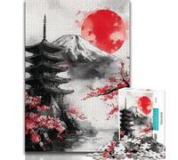 Puzzles pour Adolescents, 1000 pièces, Temple Japonais, Fleurs de Cerisier, Jeu Stimulant, idéal comme Cadeau pour Toute la Famille (38x26cm)