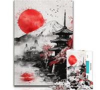 Puzzles pour Adolescents 1000 pièces Temple Japonais Fleurs de Cerisier, pour Jeu éducatif Défi Jouet Offrez des Cadeaux pour Toute la Famille 38x26cm