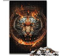 Puzzles pour Adolescents 1000 pièces Tête de Tigre de feu, adaptés aux Personnes de 14 Ans et Plus Jeux éducatifs Cadeaux du Père Noël Secret (Taille 50x75cm)