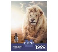 Puzzles pour Adolescents 1000 Pièces The Huge White Lion Puzzles pour Adultes Jeu De Réflexion pour Améliorer La Mémoire Activités Amusantes À La Maison 52x38cm/1000pcs