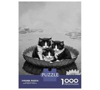 Puzzles pour Adolescents 1000 Pièces Three Kittens in A Lily Pad Puzzles pour Adultes - Décoration Murale - Jeu D'analyse Et De Logique - Cadeau Stimulant 70x50cm/1000pcs