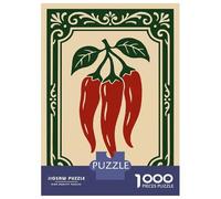 Puzzles Pour Adolescents - 1000 Pièces Three Red Chili Peppers with Green Leaves Puzzles Pour Adolescents - Idéal Pour S'amuser En Famille - Cadeau Original Pour Un Anniversaire Ou Noël 52x38cm/1000pc