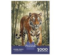 Puzzles pour Adolescents 1000 Pièces Tiger in Bamboo Forest Painting Puzzle Adulte Jeux De Société en Famille Anti-Stress Jeu Stimulant Cadeaux 52x38cm/1000pcs