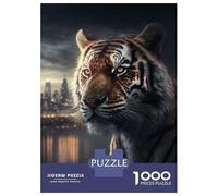 Puzzles pour Adolescents 1000 Pièces Tiger in The Big City Puzzle Jeu Familial Décoration Parfaite Cadeaux Uniques pour Anniversaire Et Noël 38x26cm/1000pcs
