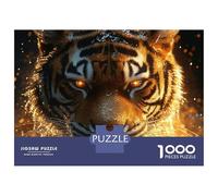Puzzles pour Adolescents 1000 Pièces Tiger with Glowing Eyes Puzzles pour Adultes Puzzle pour S'amuser en Famille Stimule Le Cerveau pour Les Jeux 52x38cm/1000pcs