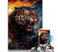 Puzzles pour Adolescents 1000 pièces Tigre Animal psychédélique, Jeu éducatif Familial, décoration Murale, Cadeaux d'anniversaire et de Noël Uniques (75x50cm)