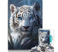 Puzzles pour Adolescents 1000 pièces Tigre Blanc 1000 pièces, Jeux Amusants, décoration Murale, Cadeaux d'anniversaire et de Noël Uniques (Taille 75x50cm)
