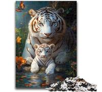 Puzzles pour Adolescents 1000 pièces Tigre Blanc Aidez Le Cerveau à exercer Jouets addictifs pour cultiver la Patience Décoration Murale 26x38cm