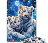 Puzzles pour Adolescents 1000 pièces Tigre Blanc Anti-Stress Défi Difficile Convient pour la décoration de Bureau 26x38cm