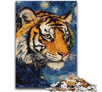 Puzzles pour Adolescents 1000 pièces Tigre Ciel Nocturne Défi d'intelligence cérébrale Jouets addictifs Cadeau Amusant pour Les 14 Ans et Plus 50x75cm