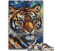 Puzzles pour Adolescents 1000 pièces Tigre Ciel Nocturne Jouets éducatifs Jeux familiaux Stimuler l'amour Entre Couples 26x38cm