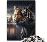 Puzzles pour Adolescents 1000 pièces Tigre dans la Grande Ville pour Les 14 Ans et Plus Cadeaux intéressants pour la réduction du Stress pour Les Amis et la Famille 50x75cm