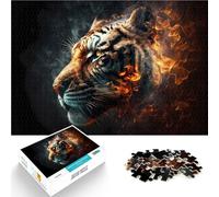 Puzzles pour Adolescents 1000 pièces Tigre Fait par Le feu pour Le Jeu éducatif Challenge Toy Bon Cadeau 38x26cm