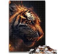 Puzzles pour Adolescents 1000 pièces Tigre Feu Aide Le Cerveau à exercer Jouets addictifs pour cultiver la Patience Convient aux Couples 50x75cm