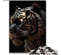 Puzzles pour Adolescents 1000 pièces, Tigre Noir et doré, activité familiale, décoration d'intérieur Unique et Cadeaux pour Les 14 Ans et Plus (Taille 26x38cm)