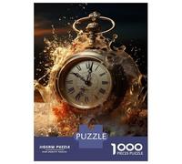 Puzzles pour Adolescents 1000 Pièces Timeless Pocket Watch Splash -1 Puzzle pour Adultes Jeux Relaxants Vacances À La Maison Passer Le Temps Difficile À Compléter 70x50cm/1000pcs