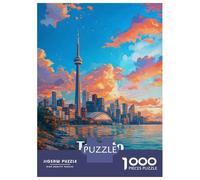 Puzzles pour Adolescents 1000 Pièces Toronto Cityscape at Sunset Puzzle pour Adolescents Analyse Et Logique Difficile Et Stimulant Un pour Les Jeux 38x26cm/1000pcs