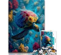 Puzzles pour Adolescents 1000 pièces Tortue Fantastique, Jouets de Divertissement Familial, idéal comme Cadeau pour Toute la Famille 38x26cm