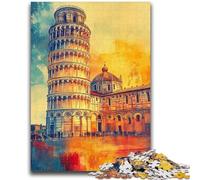 Puzzles pour Adolescents 1000 pièces Tour de Pise au Coucher du Soleil Jouets de Divertissement Familial Jeu éducatif pour Anniversaire, Noël pour Les 14 Ans et Plus 50x75cm