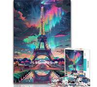 Puzzles pour Adolescents 1000 pièces Tour Eiffel colorée Puzzle Adulte Staycation Kill Time avec pièces entièrement emboîtables de Formes aléatoires 26x38cm