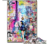 Puzzles pour Adolescents 1000 pièces Tour Eiffel Graffiti, Chaque pièce est Unique - Jeu Familial Stimulant pour Les 14 Ans (Taille 26x38cm)