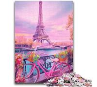 Puzzles pour Adolescents 1000 pièces Tour Eiffel Rose Jeu éducatif Défi Jouet Décoration Murale Cadeaux d'anniversaire et de Noël Uniques 26x38cm