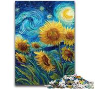 Puzzles pour Adolescents 1000 pièces Tournesol Ciel Nocturne Jouet éducatif Anti-Stress Interaction Parent-Enfant pour et 14 Ans 26x38cm