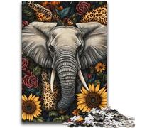 Puzzles pour Adolescents 1000 pièces Tournesol Éléphant Famille Jeu Soulagement du Stress Défi Difficile Convient aux Couples 50x75cm