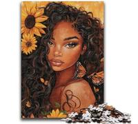 Puzzles pour Adolescents 1000 pièces Tournesol Femme Africaine Difficile à compléter mais Amusant et Humoristique Jeu éducatif pour Anniversaire 50x75cm