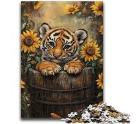 Puzzles pour Adolescents 1000 pièces Tournesol Tigre Convient aux Personnes de 14 Ans et Plus Jeu éducatif Défi Jouet Cadeau pour Les Anniversaires 26x38cm