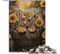 Puzzles pour Adolescents 1000 pièces Tournesol Tigre, Jeux éducatifs pour la décoration de la Maison, idéal comme Cadeau pour Toute la Famille (Taille 50x75cm)