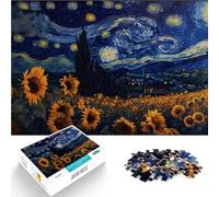 Puzzles pour Adolescents 1000 pièces Tournesol Vangogh Réduction du Stress intéressante avec Affiche et Feuille de Questions correspondantes 38x26cm