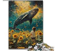 Puzzles pour Adolescents, 1000 pièces, Tournesols et Baleines, activité familiale, décoration d'intérieur Unique et Cadeaux pour Les 14 Ans et Plus (Taille 26x38cm)