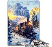 Puzzles pour Adolescents 1000 pièces Train Roulant sur la Neige pour Les 14 Ans et Plus Défi éducatif Activités Amusantes à la Maison, Cadeaux d'anniversaire, Cadeaux de Voyage 26x38cm