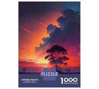 Puzzles pour Adolescents 1000 Pièces Tree by The River Sunset Puzzle pour Adultes Jeux Relaxants Une Œuvre d'art Cadeaux De Noël Et d'anniversaire 38x26cm/1000pcs