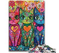Puzzles pour Adolescents 1000 pièces Trois adorables Chats Mignons Jeux de détente Jeu éducatif pour Anniversaire, Noël pour et 14 Ans et Plus 50x75cm
