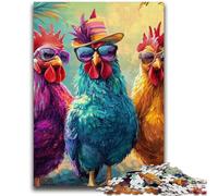 Puzzles pour Adolescents, 1000 pièces, Trois Beaux coqs, Jeu Stimulant et Jeu Familial, décoration Murale, Cadeaux d'anniversaire et de Noël Uniques, 38x26cm