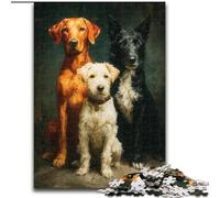 Puzzles pour Adolescents 1000 pièces Trois Chiens Jouets éducatifs pour l'apprentissage Jeux familiaux Convient pour la décoration de Bureau (Taille 26x38cm)