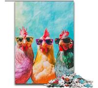 Puzzles pour Adolescents 1000 pièces Trois Coqs, Jouets de Divertissement Familial, idéal comme Cadeau pour Toute la Famille à partir de 14 Ans (Taille 26x38cm)