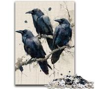 Puzzles pour Adolescents 1000 pièces Trois Corbeaux Noirs, Jeux Amusants en Famille, idéal comme Cadeau pour Toute la Famille (75x50cm)