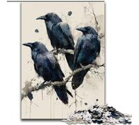 Puzzles pour Adolescents 1000 pièces Trois Corbeaux Noirs, Jouets éducatifs, Jeux Anti-Stress, décoration Murale (Taille 50x75cm)