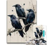 Puzzles pour Adolescents 1000 pièces Trois Corbeaux Noirs Puzzles pour Adolescents, idéal comme Cadeau pour Toute la Famille Convient aux Enfants de 14 Ans et Plus (Taille 75x50cm)