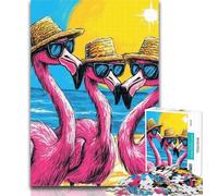 Puzzles pour Adolescents 1000 pièces Trois Flamants Roses 1000 pièces pour Adultes, pour Jeu éducatif, Jouet de défi, décoration intérieure Unique et Cadeaux 50x75cm