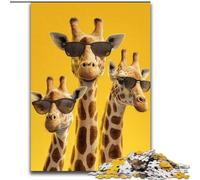 Puzzles pour Adolescents 1000 pièces, Trois girafes Portant des Lunettes Ce Puzzle éducatif est idéal comme Cadeau pour Toute la Famille (Taille 26x38cm)