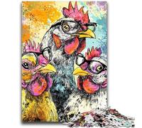 Puzzles pour Adolescents 1000 pièces Trois Poules Jeux de détente Jeu éducatif pour Anniversaire, Noël pour et jusqu'à 14 Ans 50x75cm