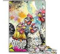 Puzzles pour Adolescents 1000 pièces Trois Poulets, Jeu intellectuel pour développer l'amour Entre Couples à partir de 14 Ans 50x75cm