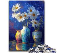Puzzles pour Adolescents 1000 pièces Trois vases avec Marguerites Blanches Puzzle 1000 pièces, activité Amusante pour la Maison, Jouets pour Les Jours de Pluie, Cadeaux d'anniversaire (75x50cm)