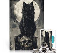 Puzzles pour Adolescents 1000 pièces Trônes de crânes de Chats Noirs défi éducatif avec des pièces de Formes aléatoires entièrement imbriquées 75x50cm