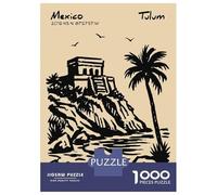 Puzzles pour Adolescents 1000 Pièces Tulum Ruins and Palm Tree Puzzles pour Adolescents - Défi Difficile - Entraînez Votre Cerveau Et Vos Mains - Casse-tête - Jeux en Famille 52x38cm/1000pcs